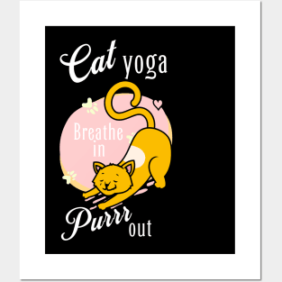 Cute Cat Yoga Design Posters and Art